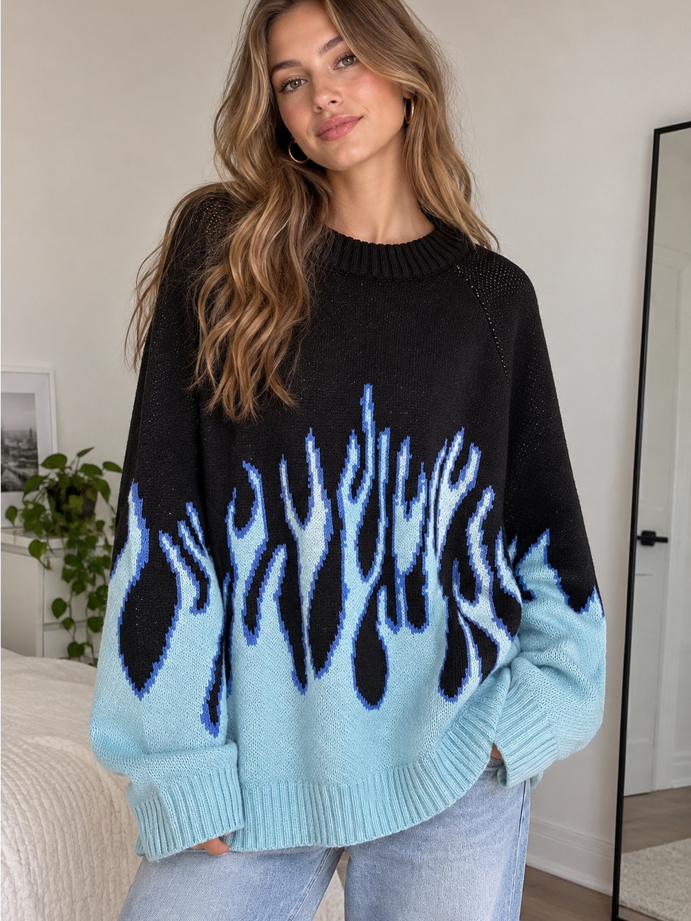 Aelfric Eden Blue Flame Knit Sweater – Size Large – Excellent Condition